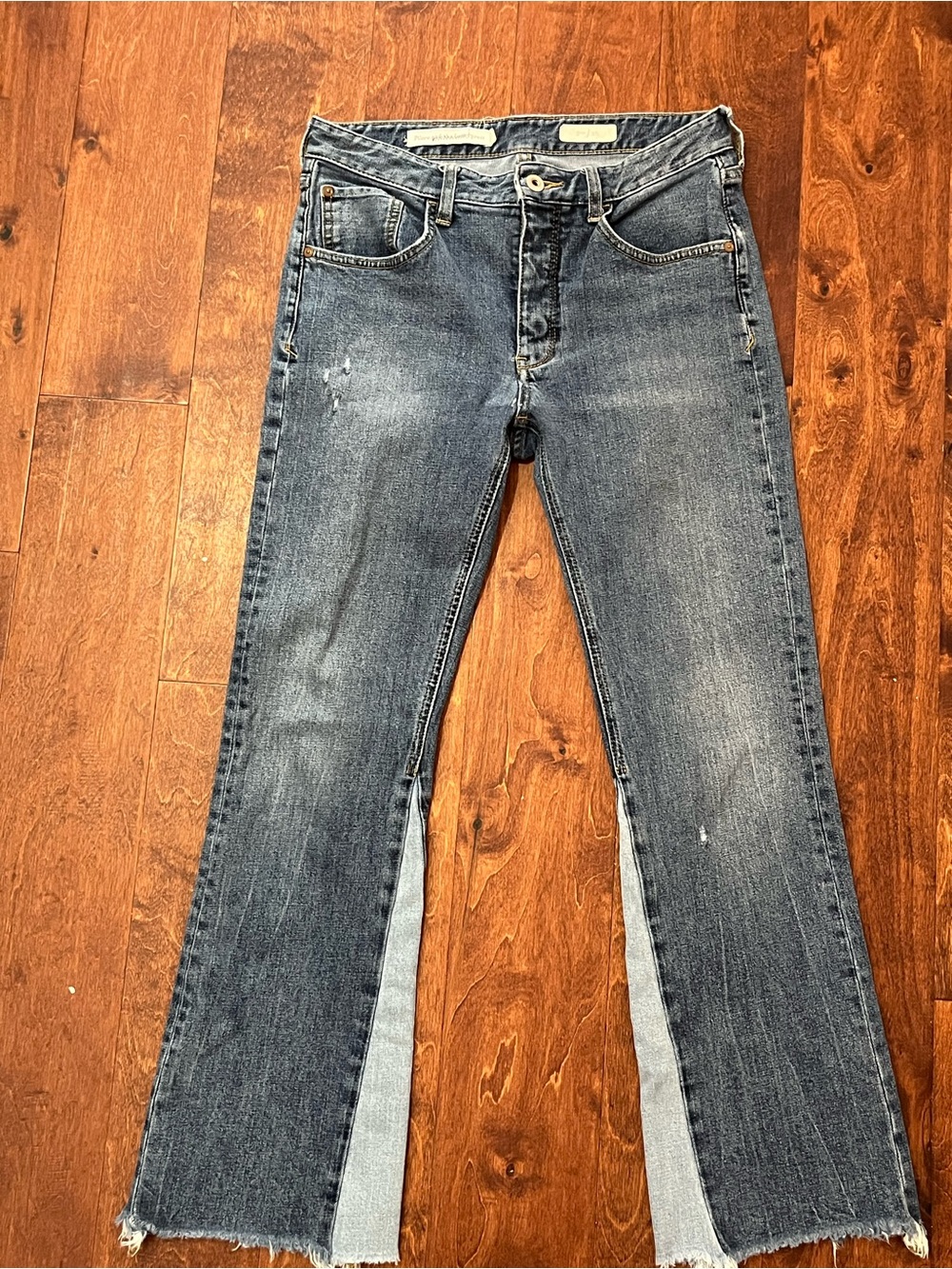 Pilcro and the Letterpress  Antropologie Split-Hem Wide-Leg Jeans in Faded Blue